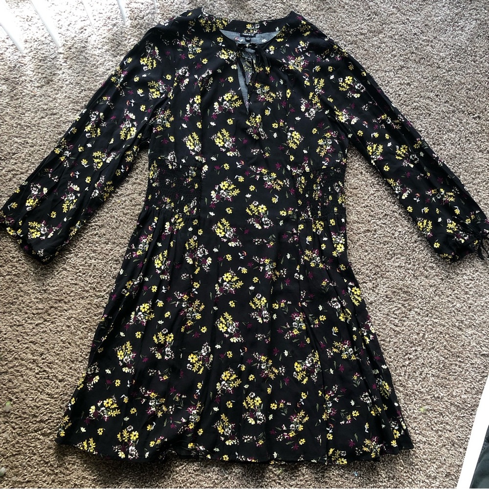 Torrid floral smocked waist boho lagenlook loose dress Sz 1